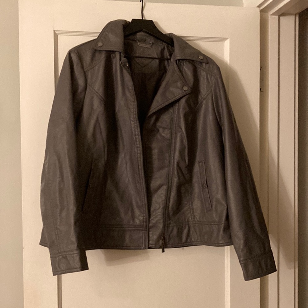 Jou Jou faux leather biker jacket gray women’s plus size 2X